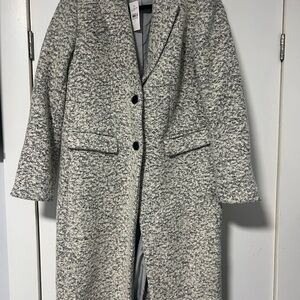 LOFT Black and White Tweed Trench Coat
